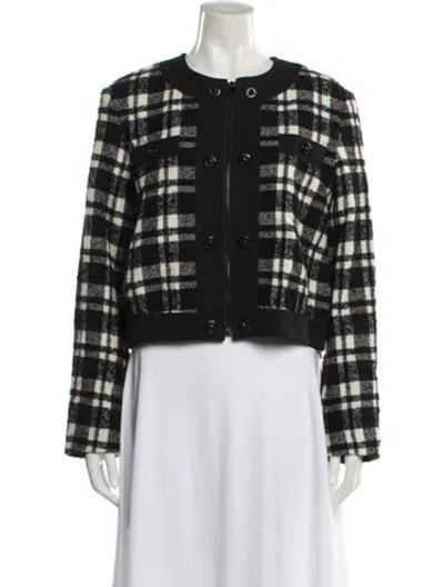 Pre-owned Escada Sport Wool Plaid Print Evening Jacket In Black