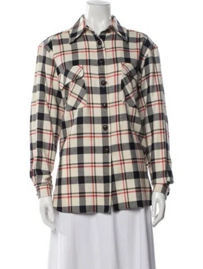Pre-owned Escada Sport Wool Plaid Print Jacket In Neutral