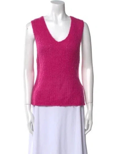Pre-owned Escada Sport Wool V-neck Sweater In Pink