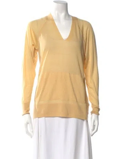 Pre-owned Escada Sport Wool V-neck Sweater In Yellow