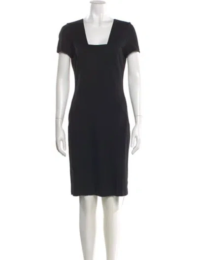 Pre-owned Escada Square Neckline Knee-length Dress In Black