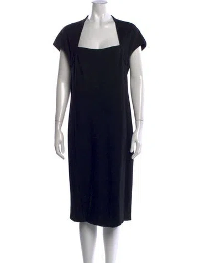 Pre-owned Escada Square Neckline Knee-length Dress In Black