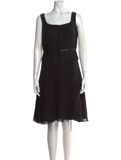 Pre-owned Escada Square Neckline Knee-length Dress In Black