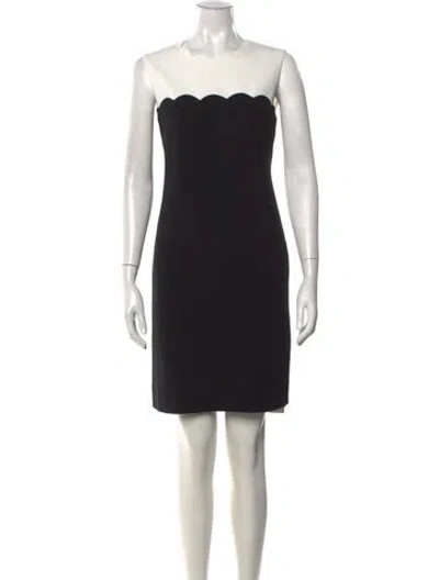Pre-owned Escada Square Neckline Knee-length Dress In Black