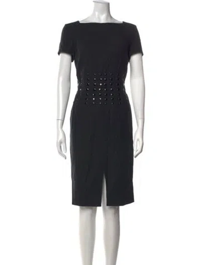 Pre-owned Escada Square Neckline Knee-length Dress In Black
