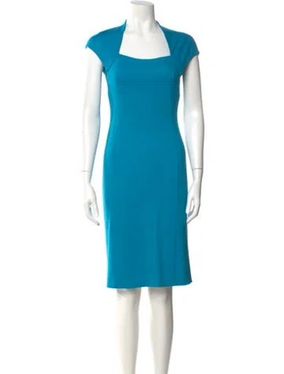 Pre-owned Escada Square Neckline Knee-length Dress In Blue