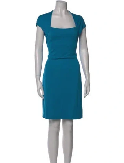Pre-owned Escada Square Neckline Knee-length Dress In Blue