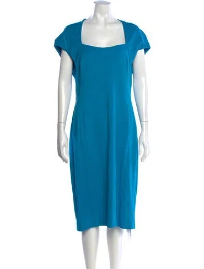 Pre-owned Escada Square Neckline Knee-length Dress In Blue