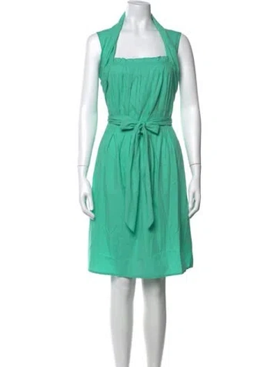 Pre-owned Escada Square Neckline Knee-length Dress In Green