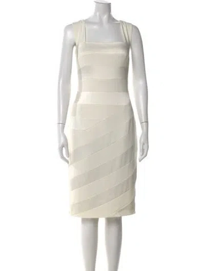 Pre-owned Escada Square Neckline Knee-length Dress In Neutral