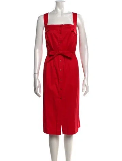 Pre-owned Escada Square Neckline Knee-length Dress In Red