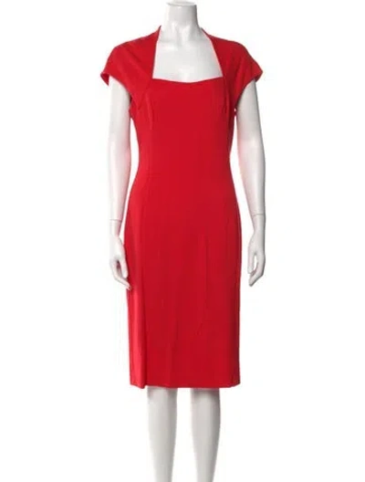 Pre-owned Escada Square Neckline Knee-length Dress In Red