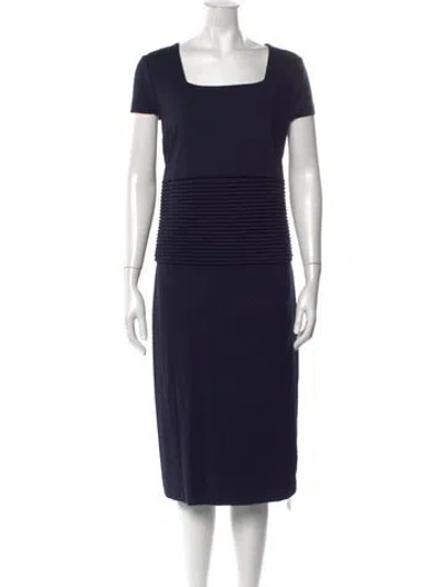 Pre-owned Escada Square Neckline Knee-length Dress W/ Tags In Blue