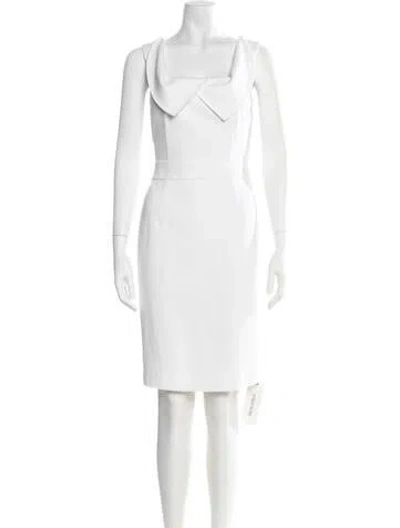 Pre-owned Escada Square Neckline Knee-length Dress In White