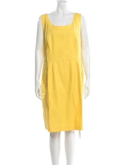 Pre-owned Escada Square Neckline Knee-length Dress In Yellow