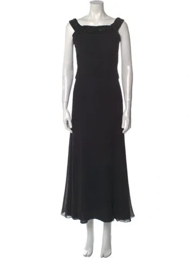Pre-owned Escada Square Neckline Long Dress In Black