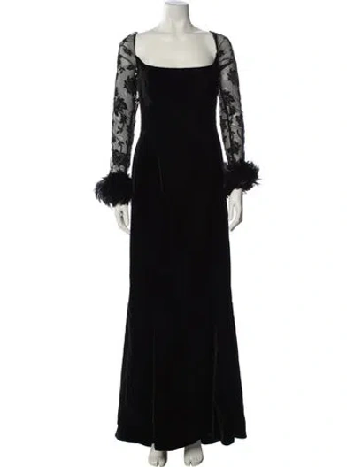 Pre-owned Escada Square Neckline Long Dress In Black