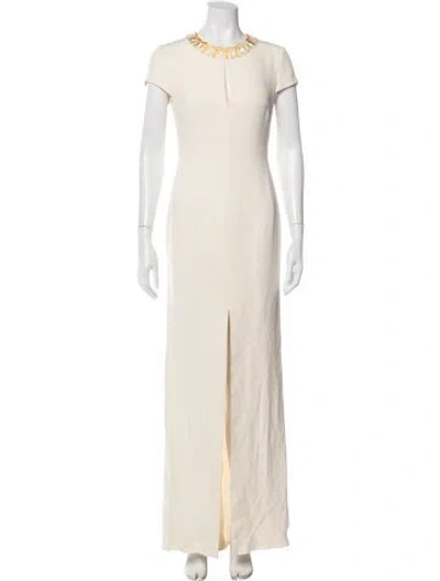 Pre-owned Escada Square Neckline Long Dress In Neutrals