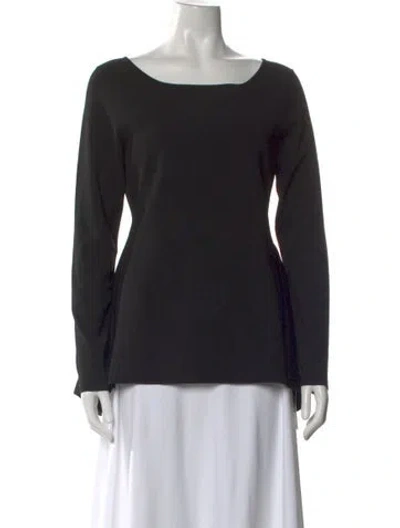 Pre-owned Escada Square Neckline Long Sleeve Top In Black
