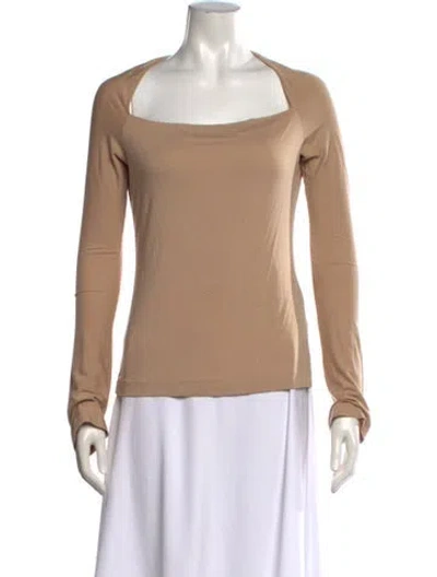 Pre-owned Escada Square Neckline Long Sleeve Top In Neutrals
