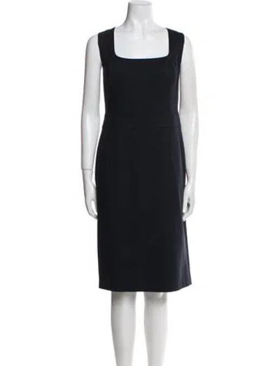 Pre-owned Escada Square Neckline Midi Length Dress In Black
