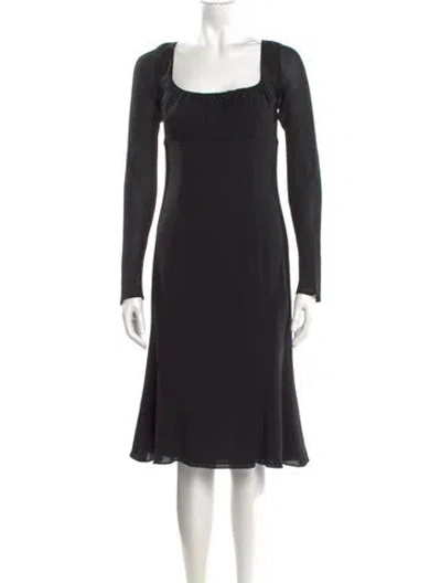 Pre-owned Escada Square Neckline Midi Length Dress In Black