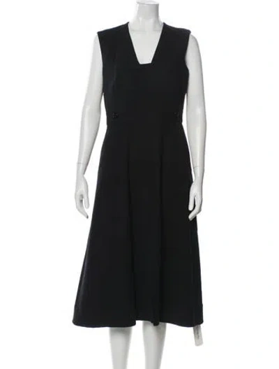 Pre-owned Escada Square Neckline Midi Length Dress In Black