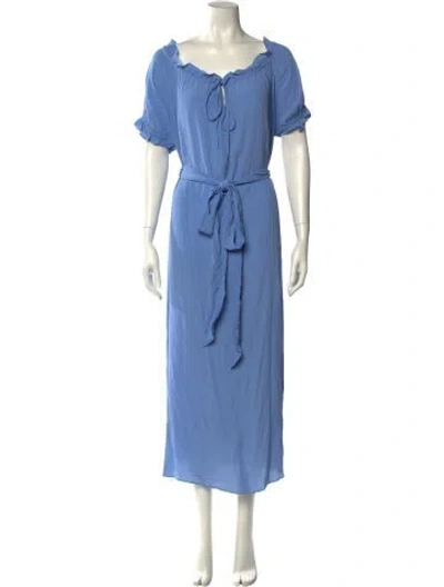 Pre-owned Escada Square Neckline Midi Length Dress In Blue