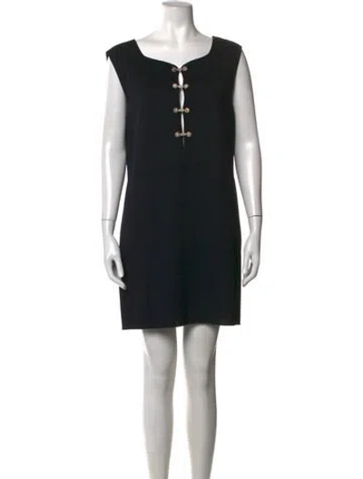 Pre-owned Escada Square Neckline Mini Dress In Black
