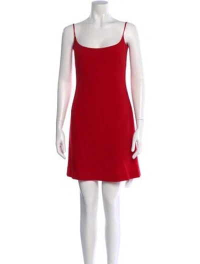 Pre-owned Escada Square Neckline Mini Dress In Red