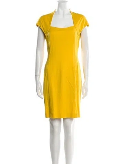 Pre-owned Escada Square Neckline Mini Dress In Yellow