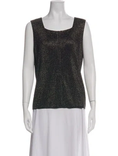 Pre-owned Escada Square Neckline Sleeveless Top In Green