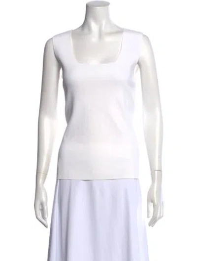 Pre-owned Escada Square Neckline Sleeveless Top In White