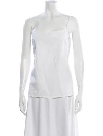 Pre-owned Escada Square Neckline Sleeveless Top In White