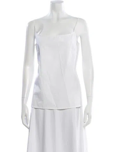 Pre-owned Escada Square Neckline Sleeveless Top In White