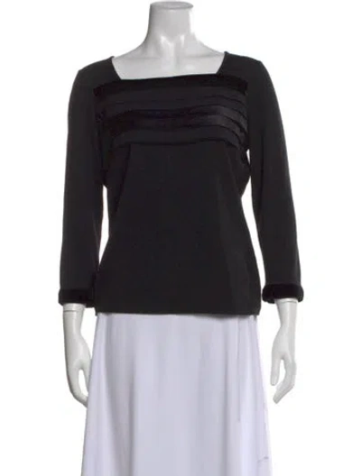 Pre-owned Escada Square Neckline Three-quarter Sleeve Top In Black
