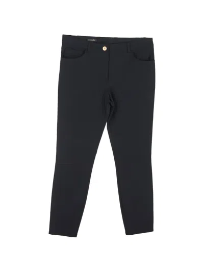 Pre-owned Escada Straight-leg Silk Trousers In Black