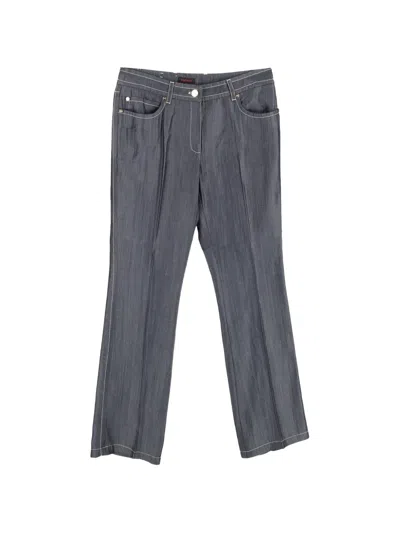 Pre-owned Escada Straight-leg Trousers In Gray