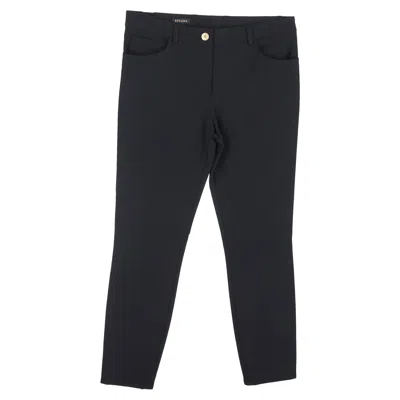 Escada Straight-leg Trousers In Black Silk In Blue