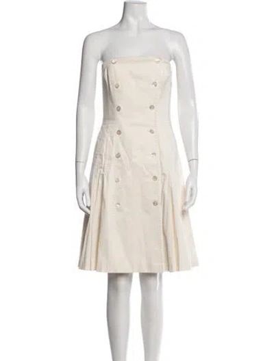 Pre-owned Escada Strapless Knee-length Dress In Neutrals
