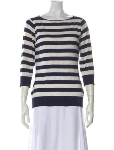 Pre-owned Escada Striped Bateau Neckline Sweater