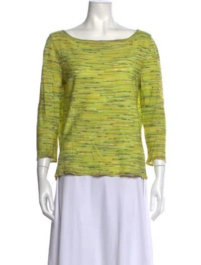 Pre-owned Escada Striped Bateau Neckline Sweater In Green