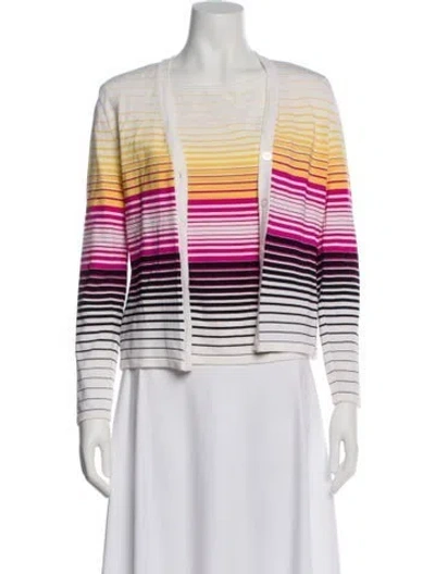 Pre-owned Escada Striped Bateau Neckline Sweater In White