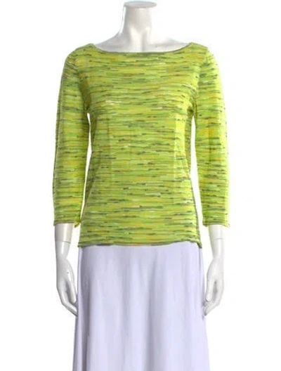 Pre-owned Escada Striped Bateau Neckline Top In Green