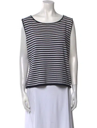 Pre-owned Escada Striped Bateau Neckline Top In Multi
