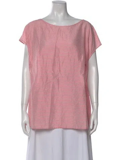Pre-owned Escada Striped Bateau Neckline Top In Pink