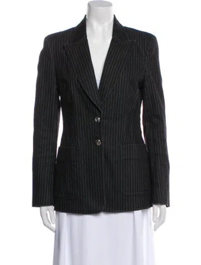 Pre-owned Escada Striped Blazer In Black