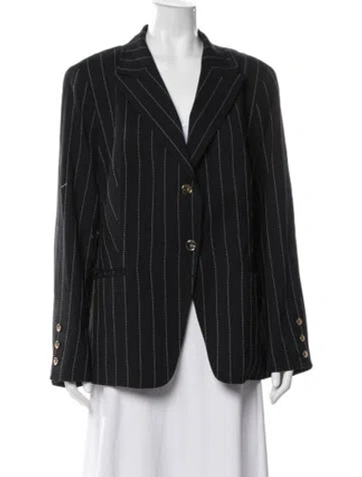 Pre-owned Escada Striped Blazer In Black