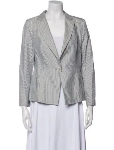 Pre-owned Escada Striped Blazer In Gray