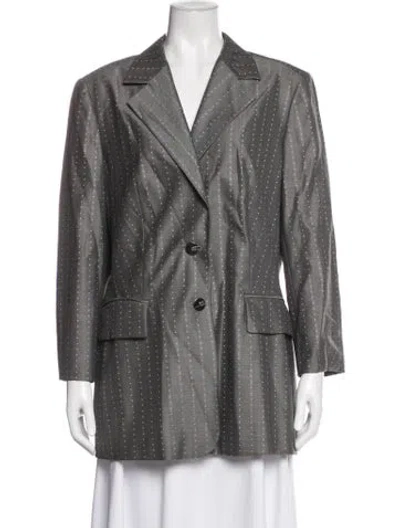 Pre-owned Escada Striped Blazer In Grey/white